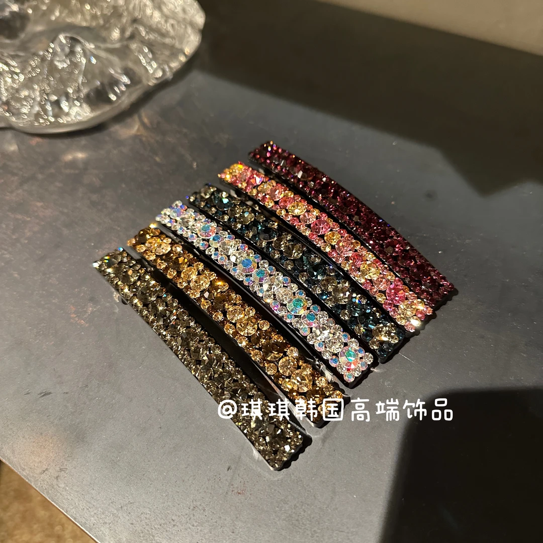 【上新】韩国轻奢重工施家满钻宽版一字弹簧夹10cm百搭气质简约时尚