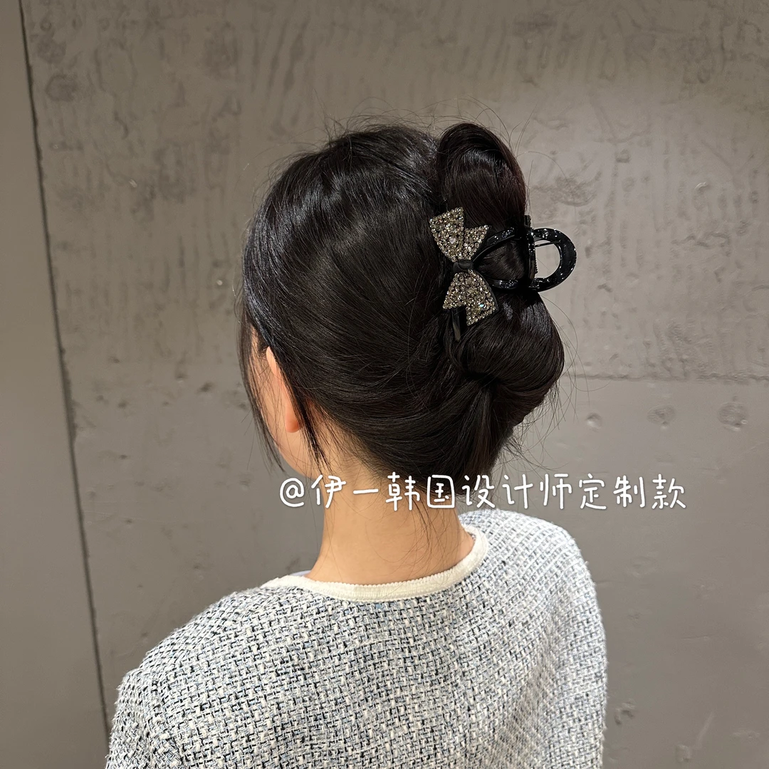 【伊一】韩国精致原创优雅施华大钻“年轮”满钻蝴蝶结鲨鱼夹发夹气质
