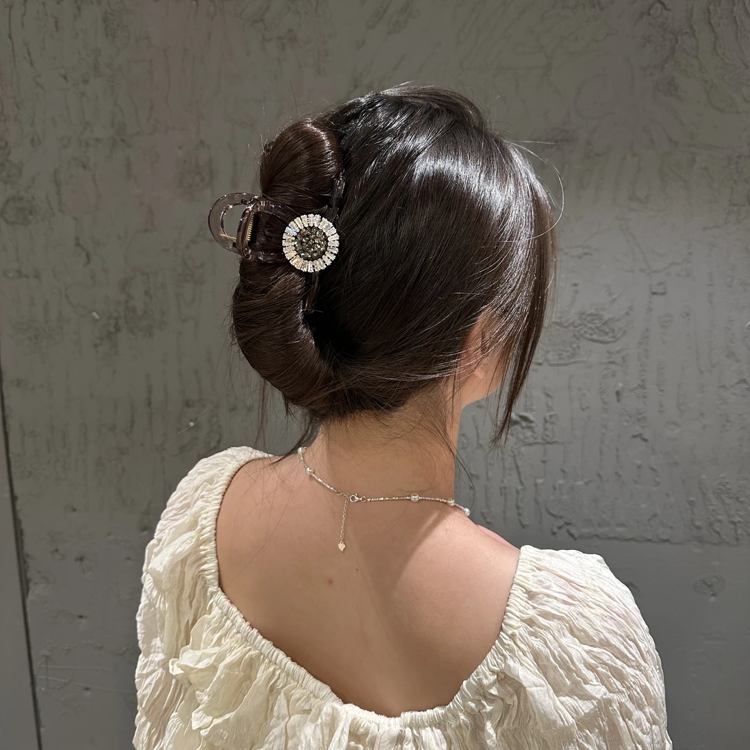 非金属合成锆石发饰 超紧实】韩国轻奢施家SWA钻琉璃圆盘抓夹8cm