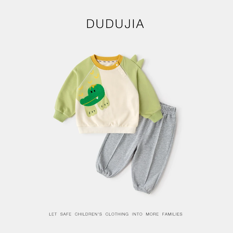 嘟嘟家宝宝春季休闲套装儿童立体卡通卫衣男童休闲卫裤女宝两件套