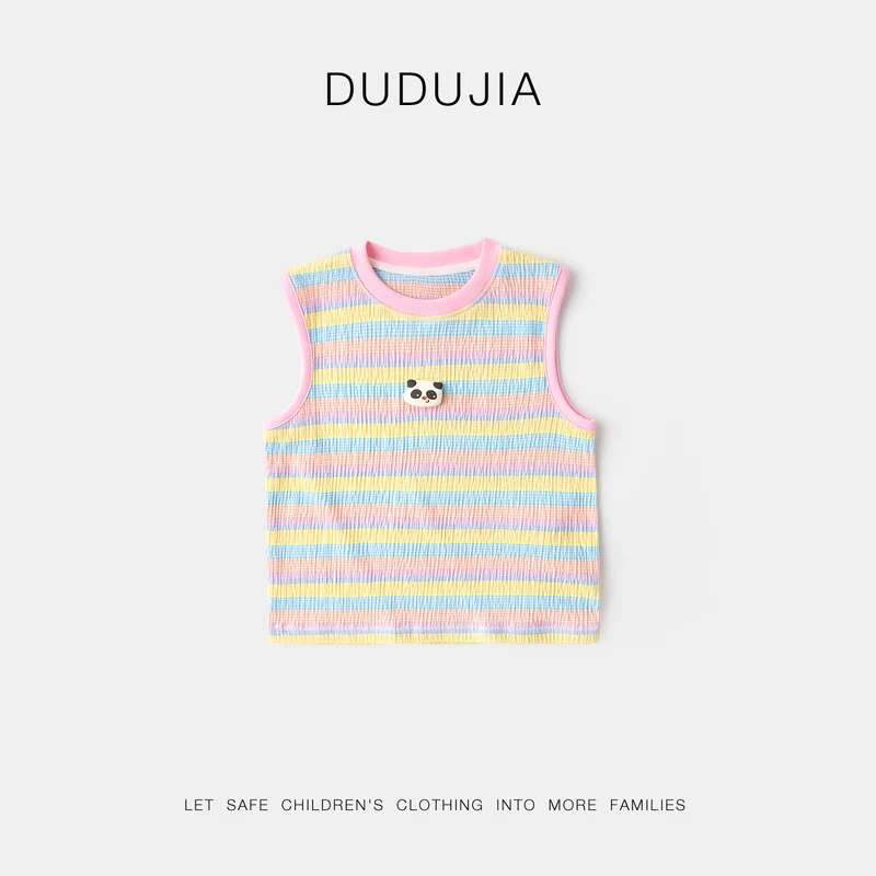 嘟嘟家儿童背心夏装男童条纹无袖T恤女童透气吊带立体P4BBX051