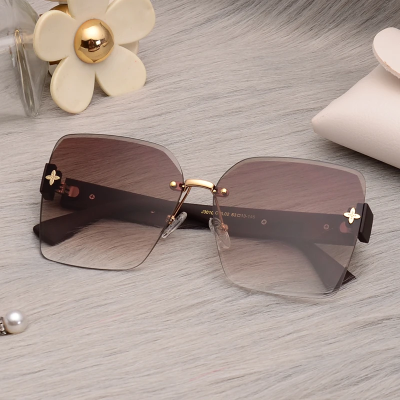 时尚无框高级墨镜女复古防紫外线女士高档太阳镜网红百搭茶色眼镜