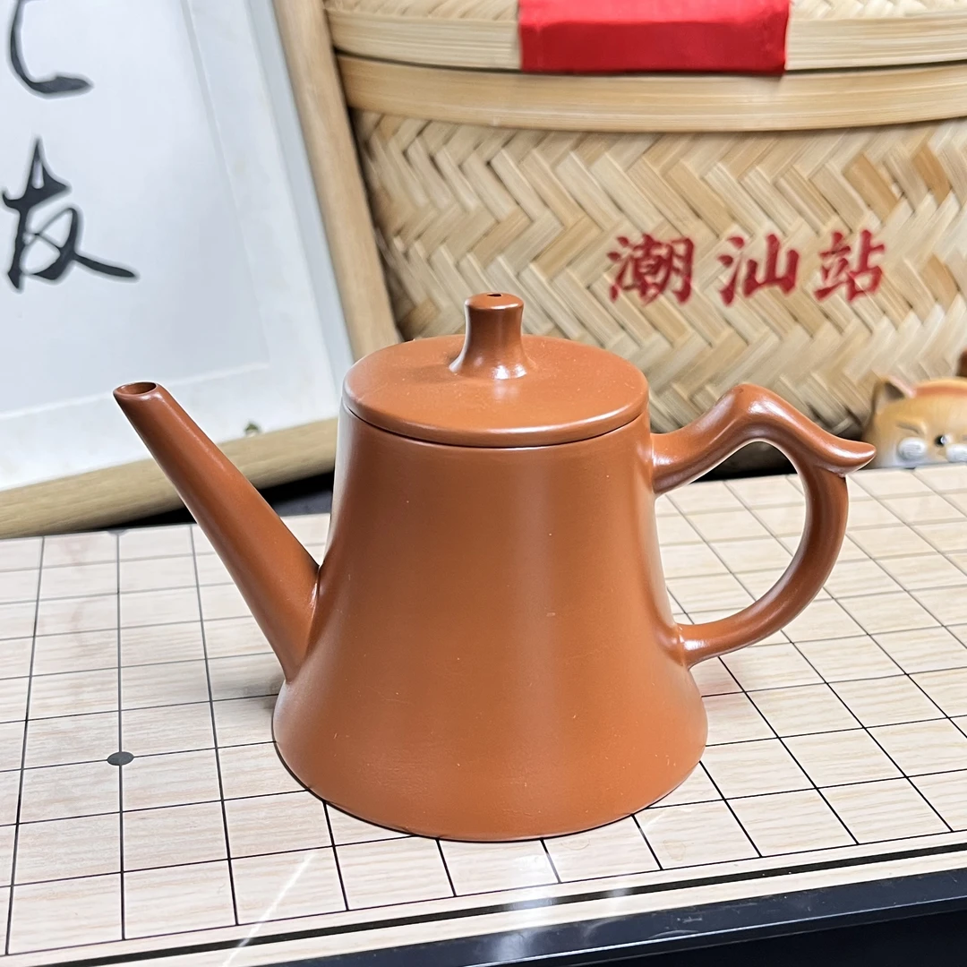紫砂茶壶茶具潮州手拉壶手工原矿朱泥小容量吉运开运壶110c泡茶壶