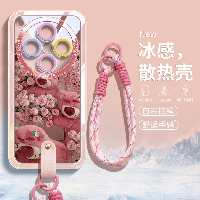 镂空熊适用于oppofindx8手机壳新款findx7防摔挂绳卡通玫瑰草莓熊