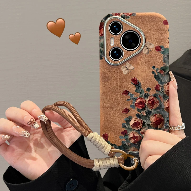 镂空熊适用于华为pura70手机壳高颜值秋冬p70pro蔷薇花