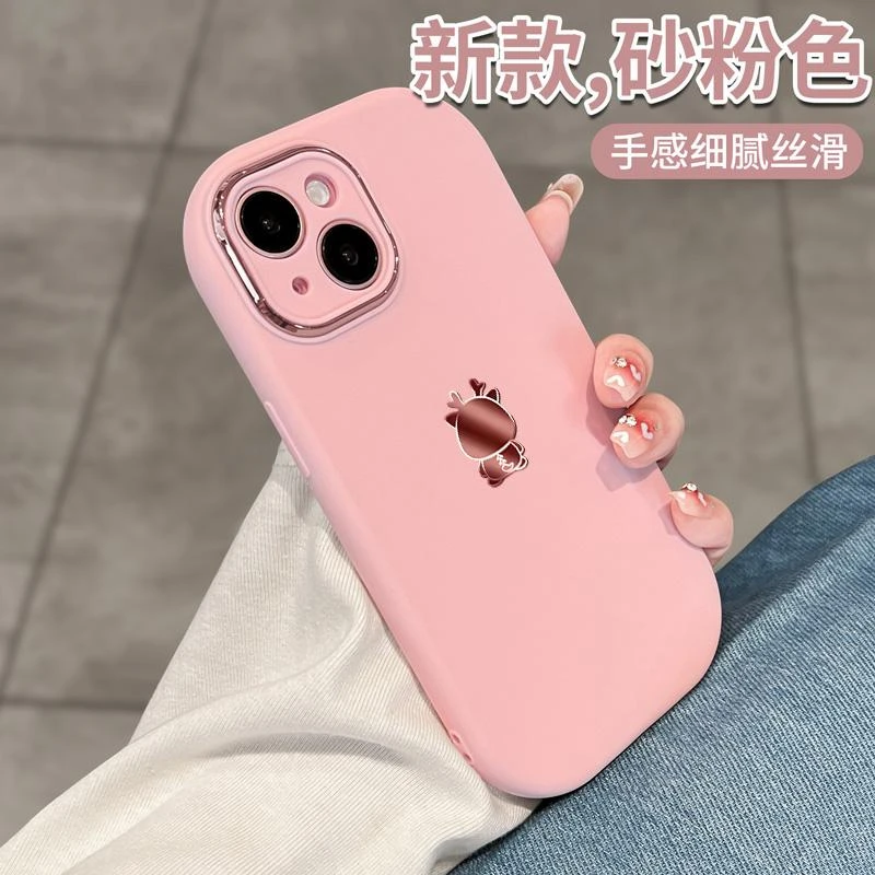 油画熊适用于苹果16手机壳防摔14promax全包15可爱粉卡通网红女13