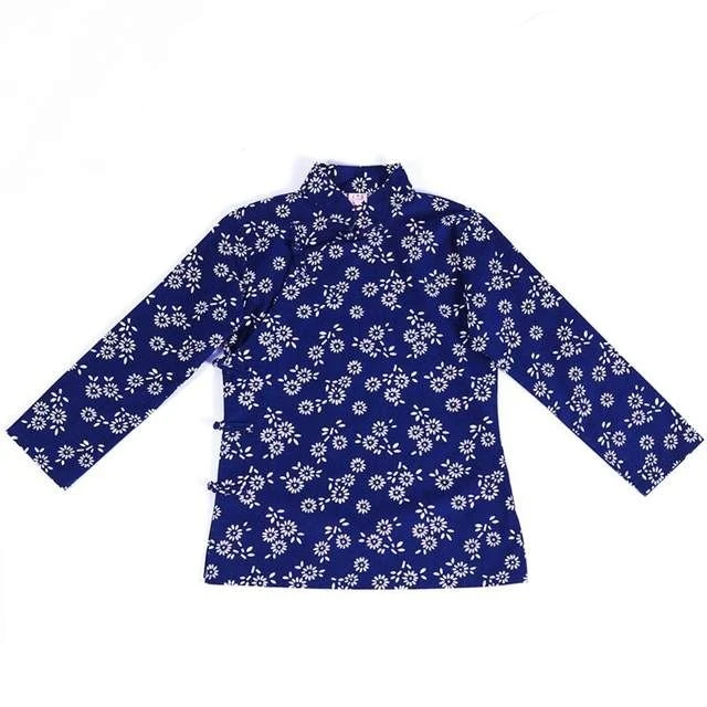 民族演出服阿庆嫂村姑采茶女表演服碎花乡村风舞台服秧歌民服装