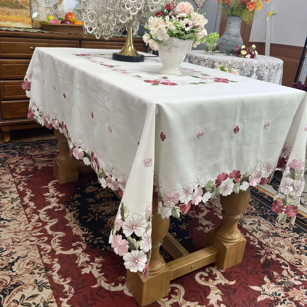 直播间346号春色满园刺绣桌布餐桌盖布（128*176）
