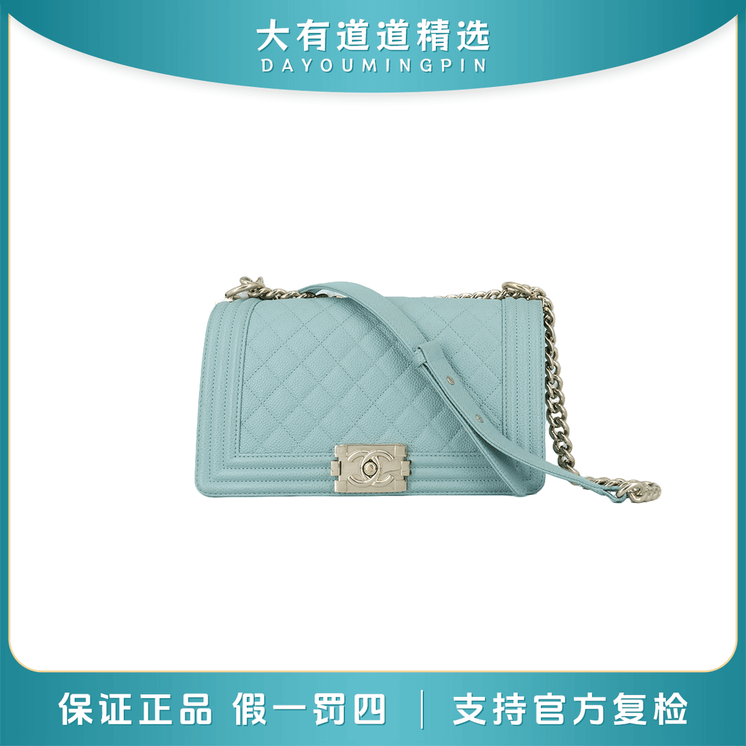 99新 Chanel/香奈儿 道道｜薄荷绿leboy中号链条斜挎包