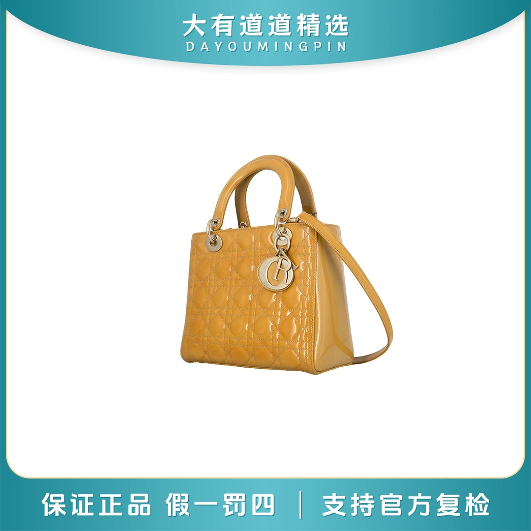 95新 DIOR/迪奥 98新丨道道丨漆皮五格戴妃包手提包