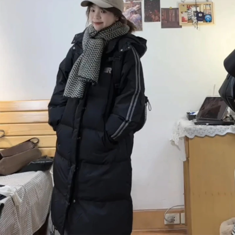 冬季棉服2025新款过膝棉衣韩版长款加厚艺考连帽宽松棉袄外套女