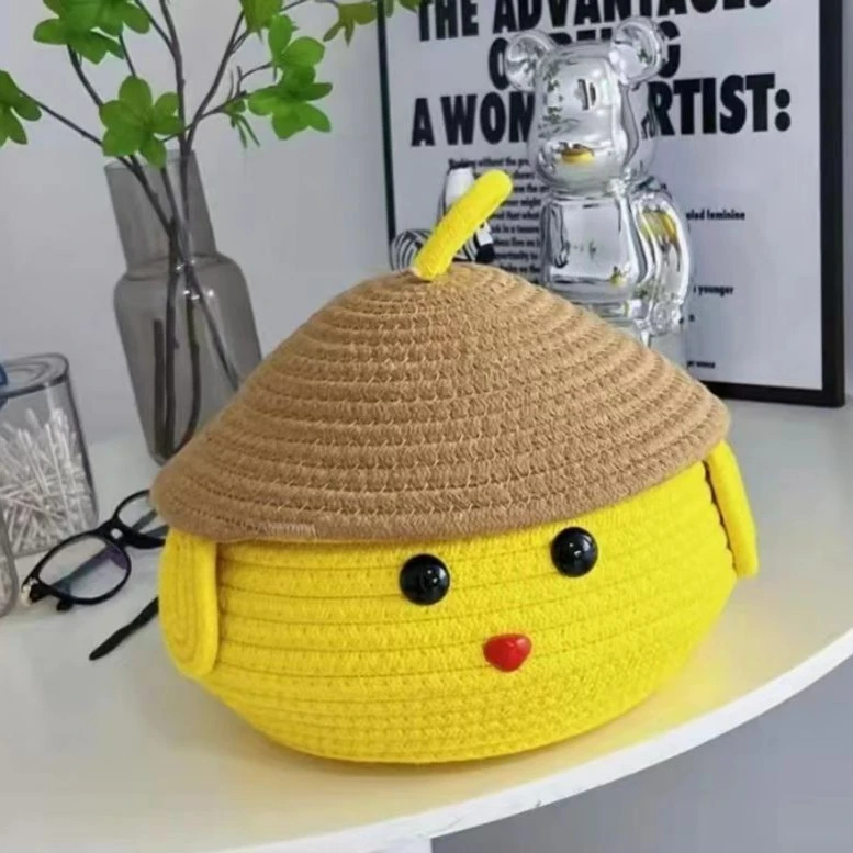 布丁狗家用超萌零食卡通桌面收纳棉绳编织收纳筐通用