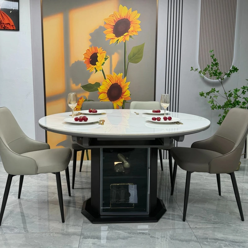 2024新款可储物餐桌轻奢简约可伸缩饭桌家用小户型意式两用吃饭桌