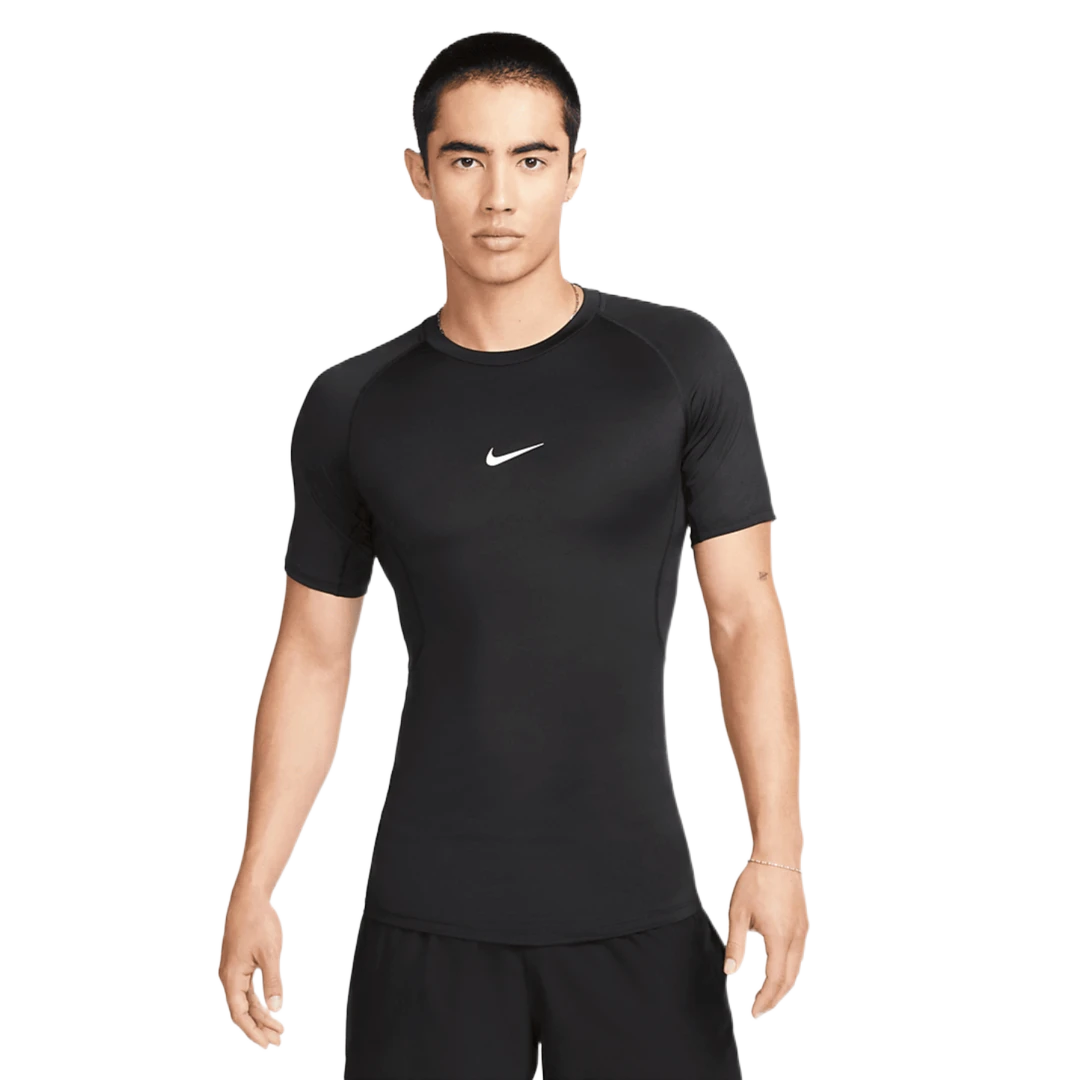 NIKE/耐克正品黑色简约百搭透气游泳紧身训练运动短袖-FB7933-010