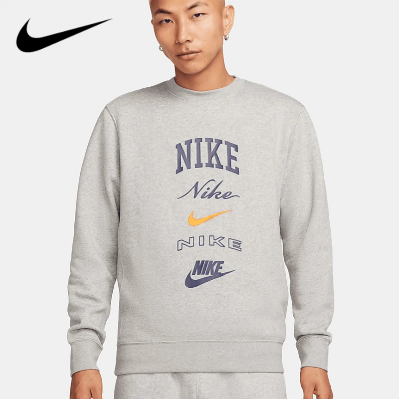 NIKE/耐克正品男款秋冬长袖休闲运动印花圆领套头卫衣-FN2611-063