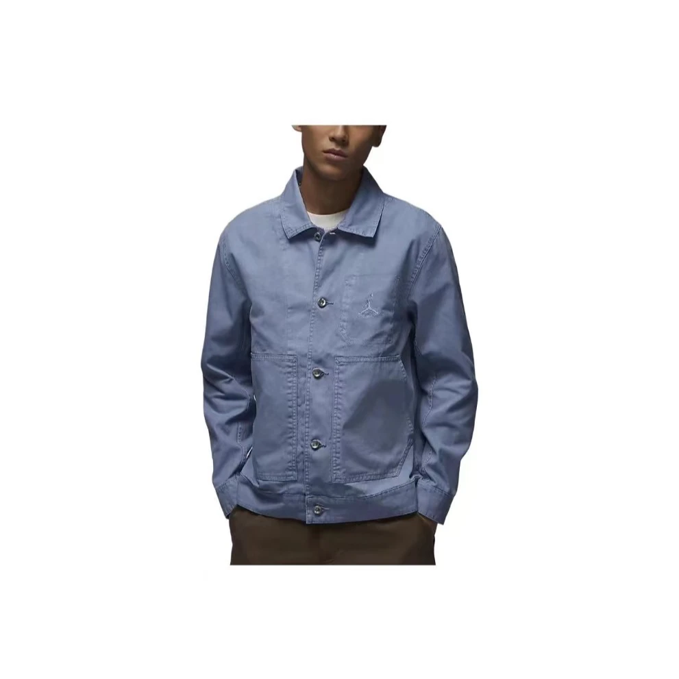 NIKE/耐克正品男款纯色翻领纽扣设计百搭休闲夹克外套-FN4528-436