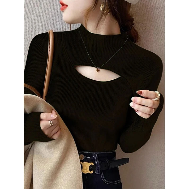 半高领打底衫女秋冬配风衣内搭洋气氛围感高级感法式中领毛衣上衣