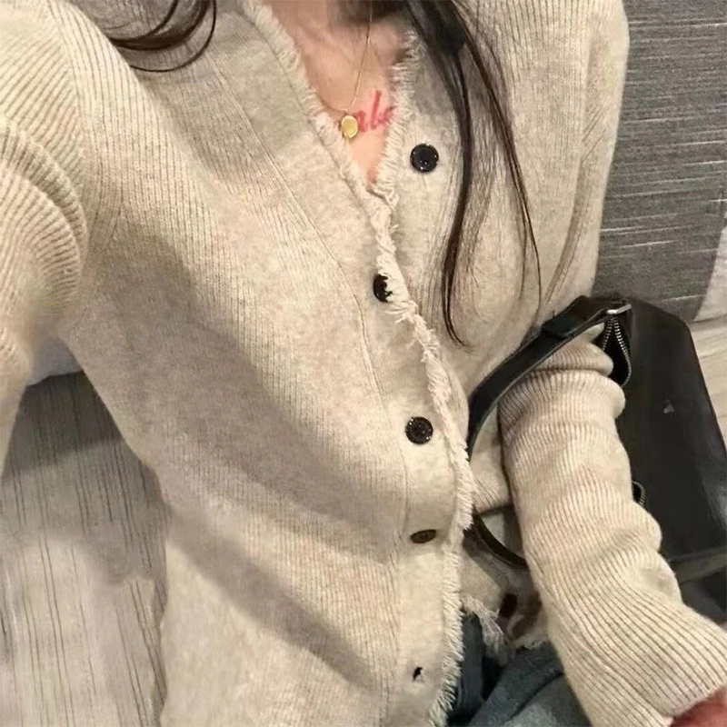 慵懒风设计感百搭针织开衫女秋季新款复古气质显瘦长袖软糯上衣潮