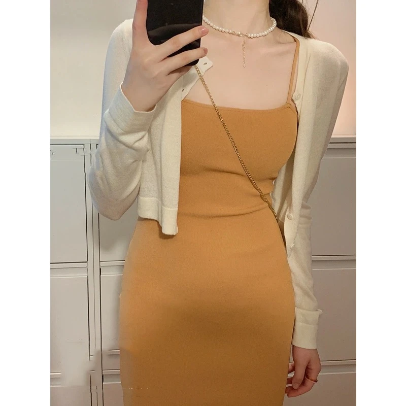 温柔杏色针织开衫女春夏季慵懒显瘦短款上衣外搭毛衣长袖衣服外套