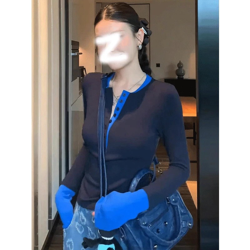 显瘦内搭长袖针织衫上衣女秋冬2025新款修身打底衫高级感气质t恤