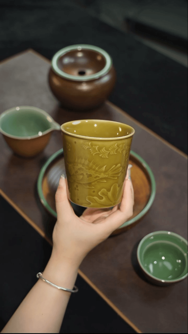【闪购商品】杯吴婷 鱼藻纹 可乐杯