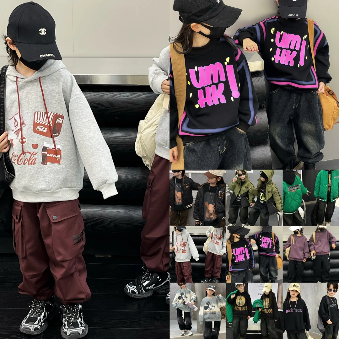 801儿童冬款加绒加厚中大童韩版宽松百搭时尚冬童装大猪小猪童装