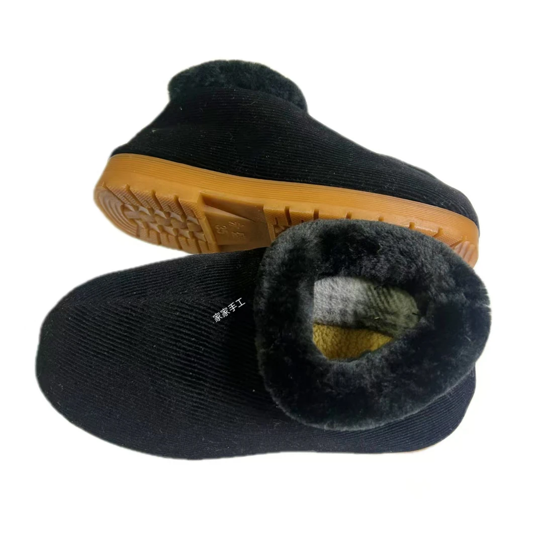 冬季纯手工上线加绒加厚保暖棉布鞋中老年爸爸上班居家室内防滑鞋