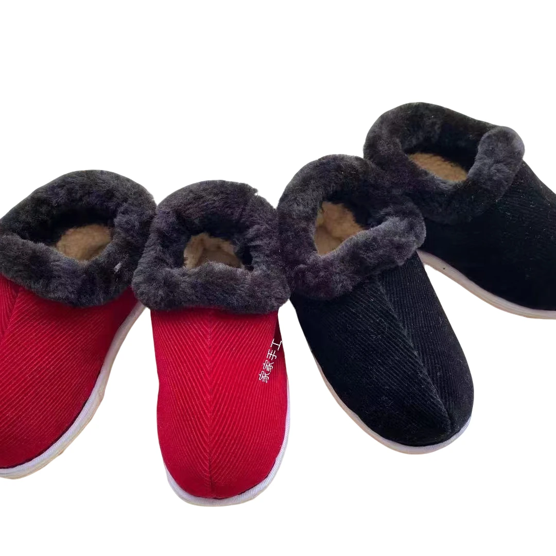 冬季儿童手工布鞋千层底男加绒加厚软底防滑保暖上学休闲棉布鞋女