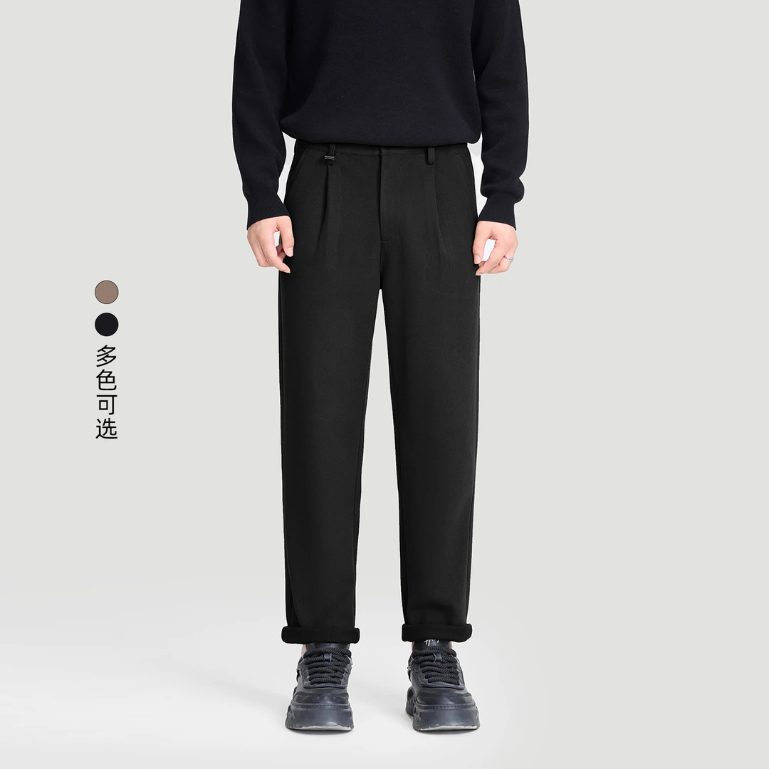 HERBEL/黑白2025秋冬双色宽松直筒商务休闲秋季男士拼色直筒长裤