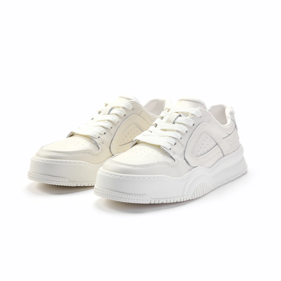 HERBEL/黑白2025秋季牛皮革小白鞋透气软底男士秋季透气小白鞋