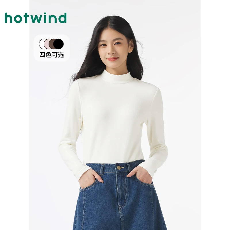 【热风寒冬福利】2024年冬季新款女士半高领德绒打底衫F09W4400