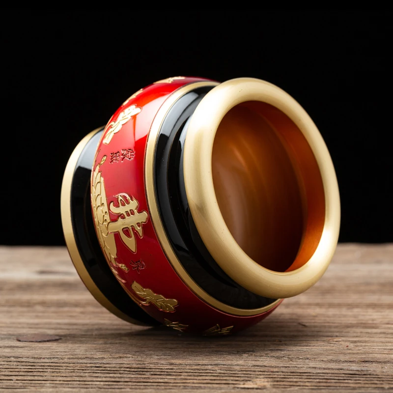 新中式透明红带字香炉家用客厅纯铜熏香炉中堂线香炉大号插香炉