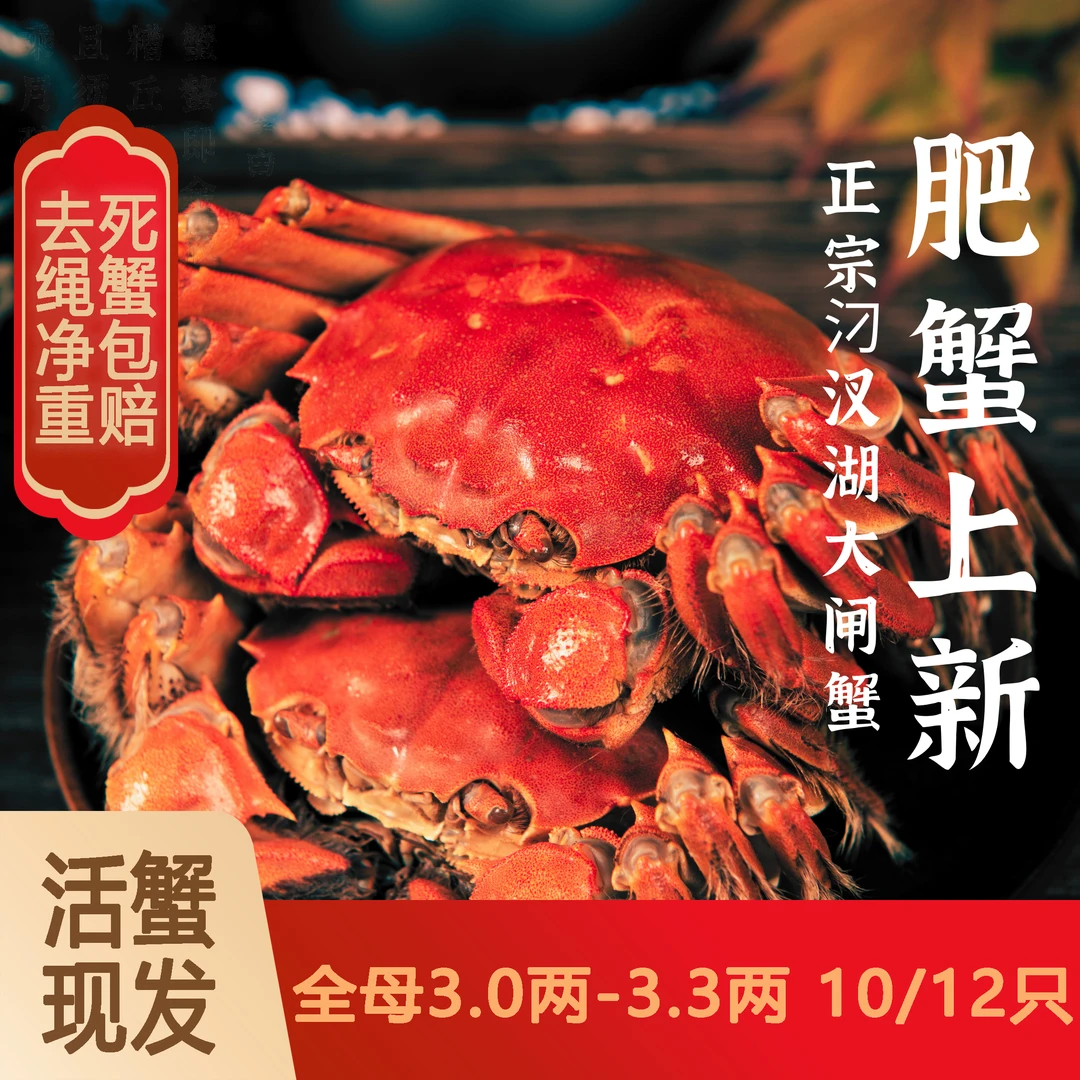 【福利款全母】【活蟹】汈汊湖大闸蟹3.0两-3.3两10只-12只礼盒装