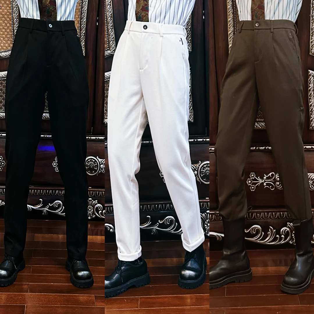 [正正TUTU]秋冬磨绒保暖微弹松紧腰商务休闲裤子男女款-TJL