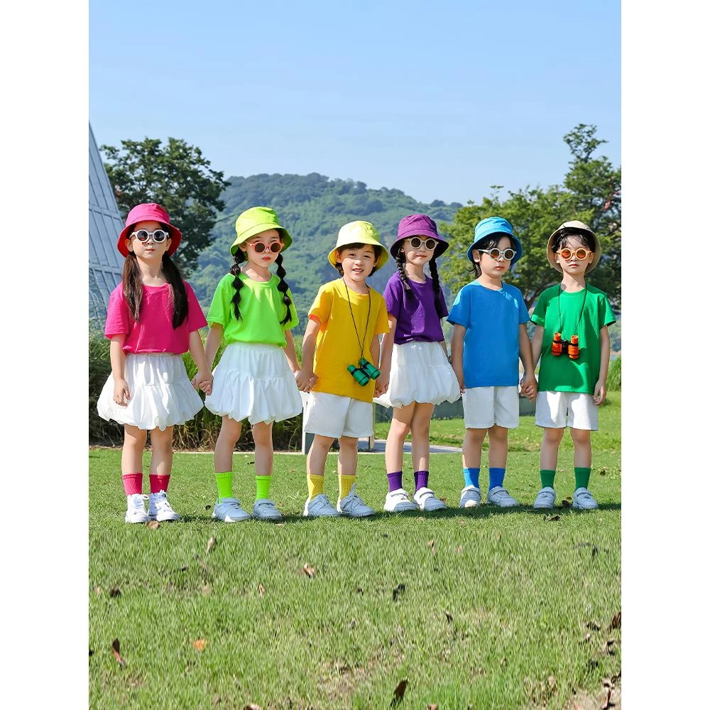 六一舞蹈小学生班服幼儿园糖果色T恤休闲风120-蛋糕潮流休闲服