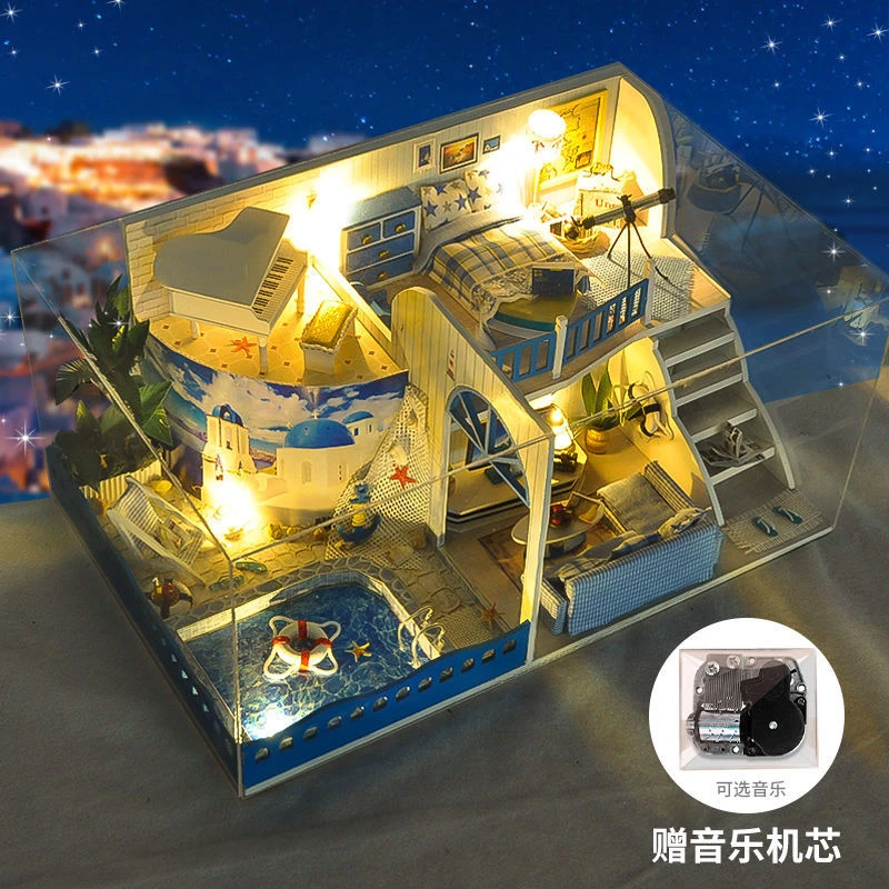 diy手工小屋阁楼房子手工制作拼装模型创意玩具生日礼物男生女生