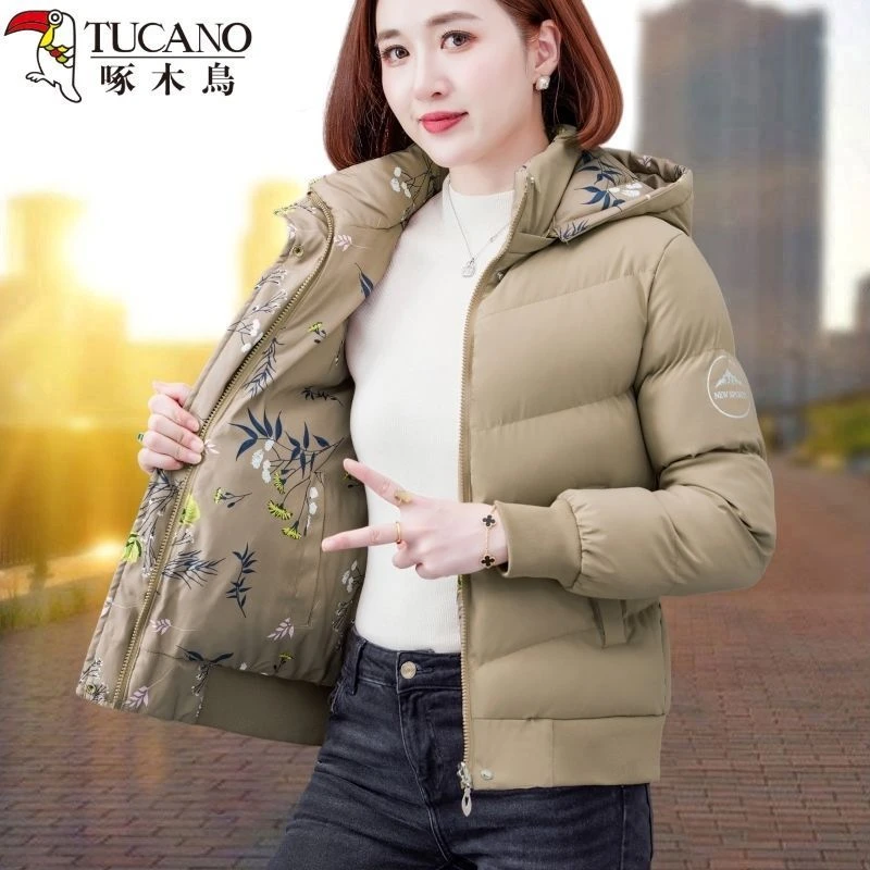 啄木鳥羽绒服女冬季短款棉袄2023新款棉衣洋气中年妈妈加厚外套