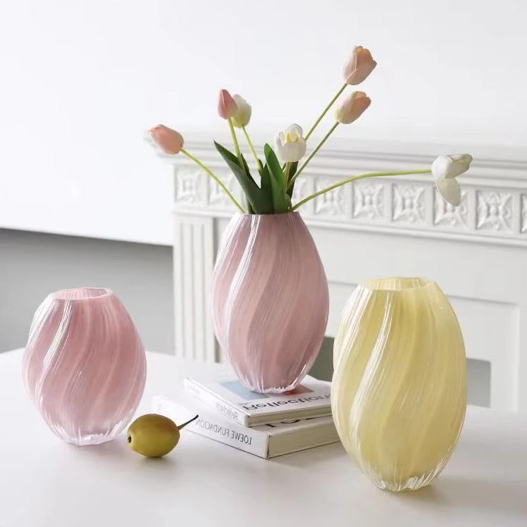 【甄选】玻璃花瓶摆件仿真花轻奢高级感客厅鲜花干花法式插花 H355