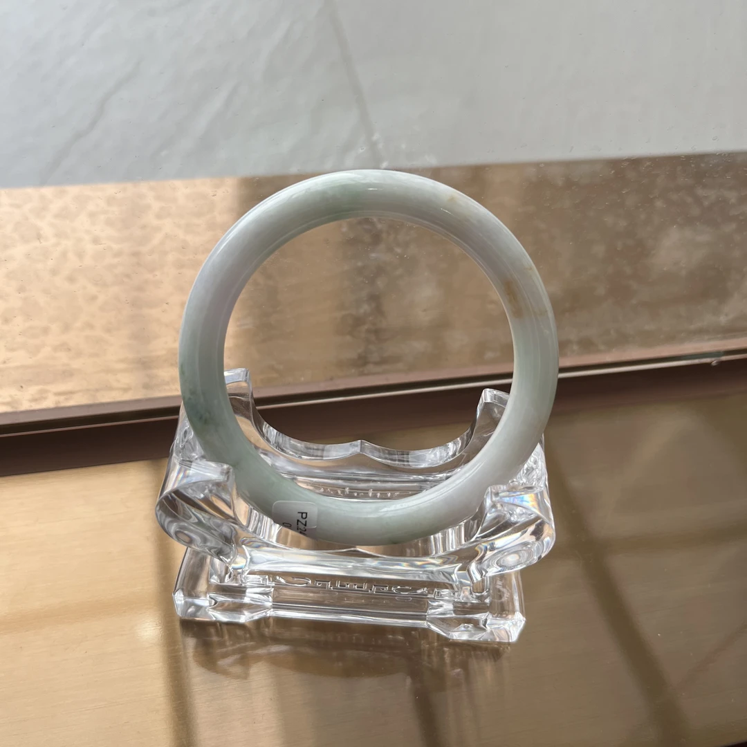 天然翡翠缅甸A货保真春彩白月光飘花圆条手镯