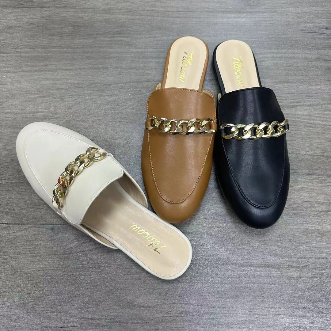 肥仔推荐 C 0018 春夏新款时尚平底气质休闲方头女士半托拖鞋软底