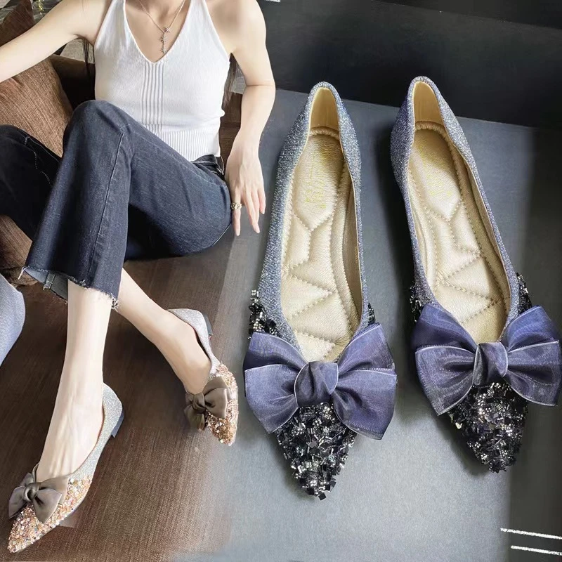 （满天星水钻）新款316-8 四季气质尖头时尚百搭平底低跟单鞋