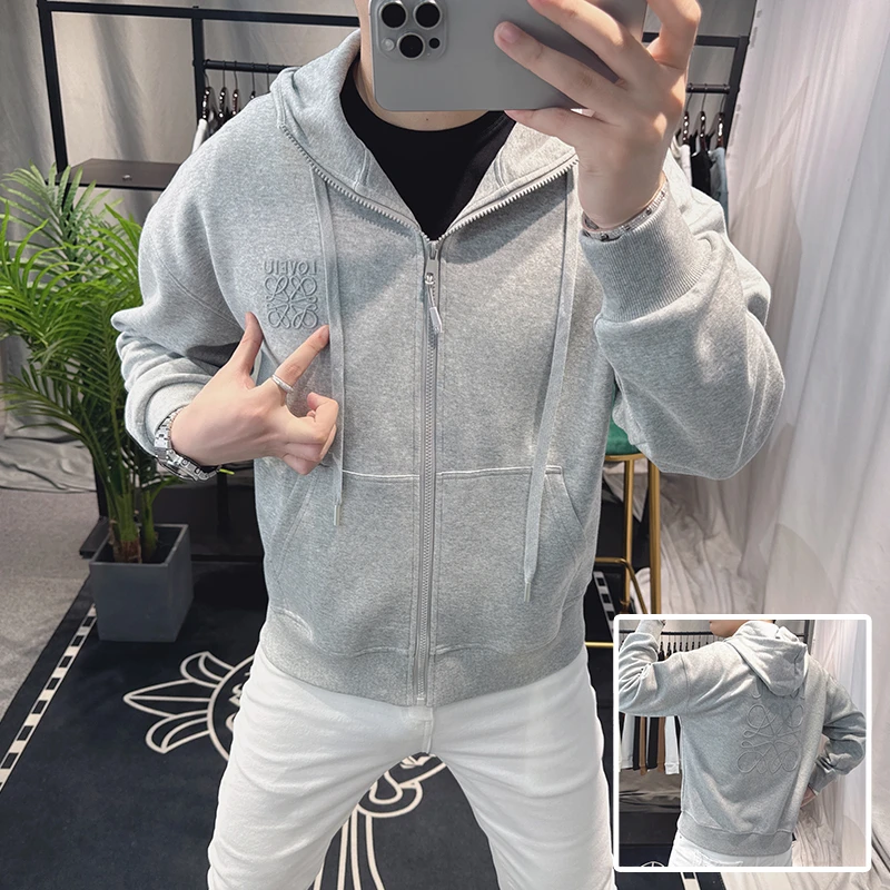 欧洲站卫衣外套男连帽2024新款春秋季高端刺绣休闲时尚开衫潮外穿