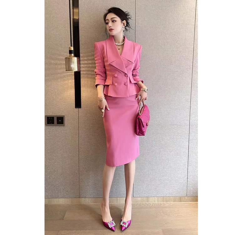 西装女职业套装法式轻熟女神范修身显瘦高级感职业女装套裙两件套