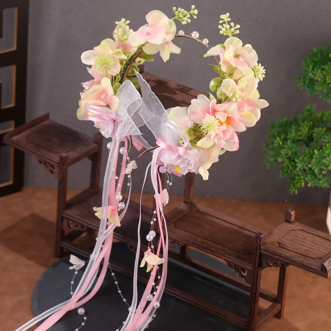 汉服头饰流苏步摇古风圣母光环仙女头箍懒人发箍日常发饰古装配饰