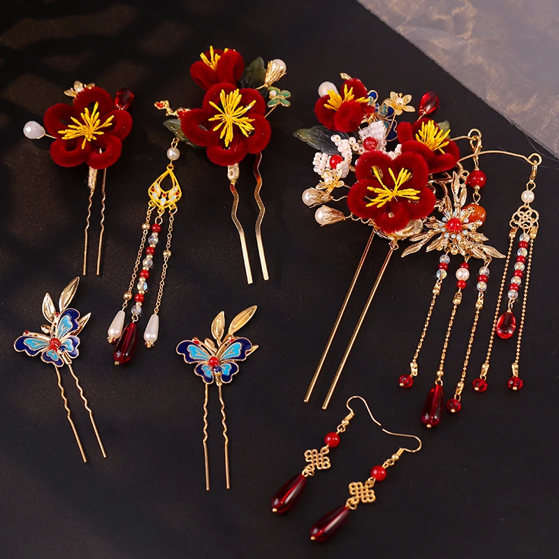 新娘头饰中式2025新款大气古风新娘发饰婚纱礼服配饰古装套装复古