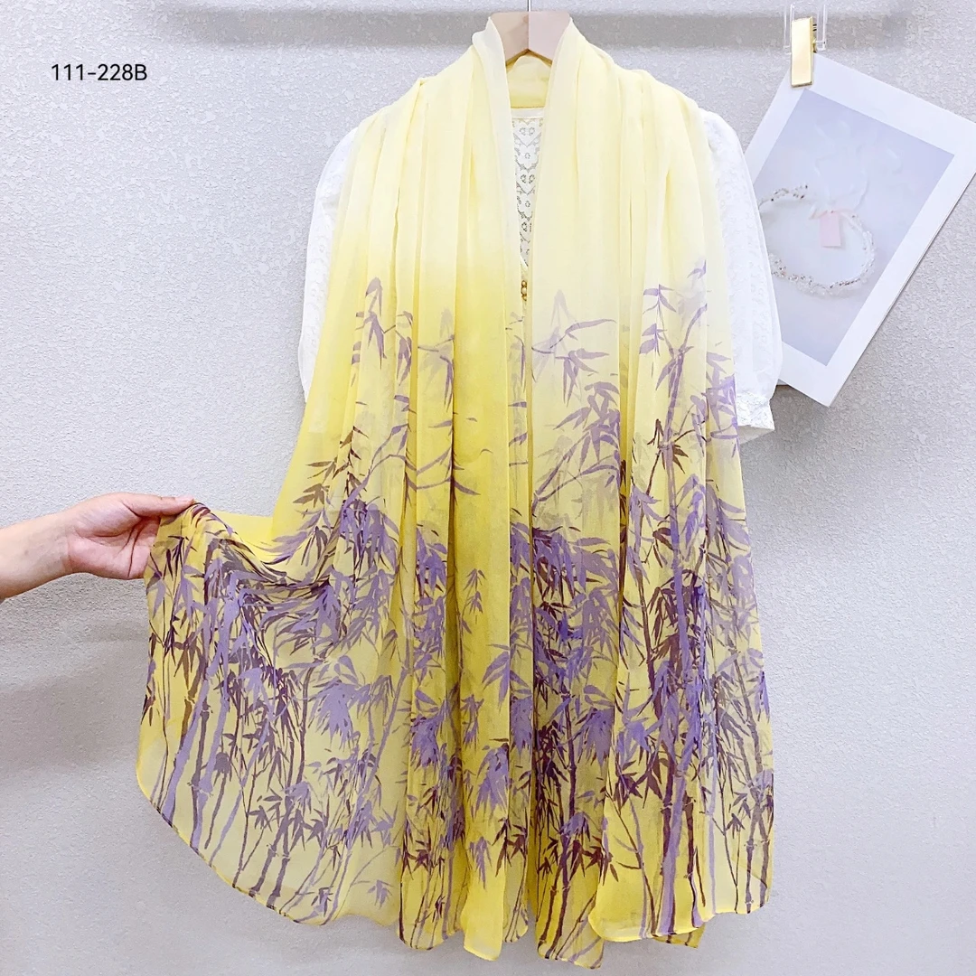 竹叶飘香140*180超大夏季百搭沙滩巾长款丝巾不起皱四季