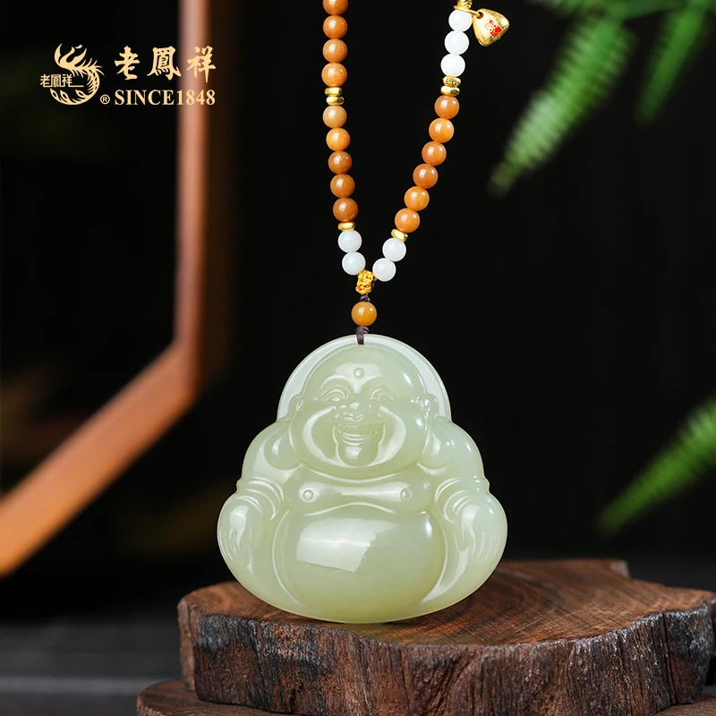 和田玉【慧明】糖料全珠链佛公吊坠 项链 多样性发一件C03969