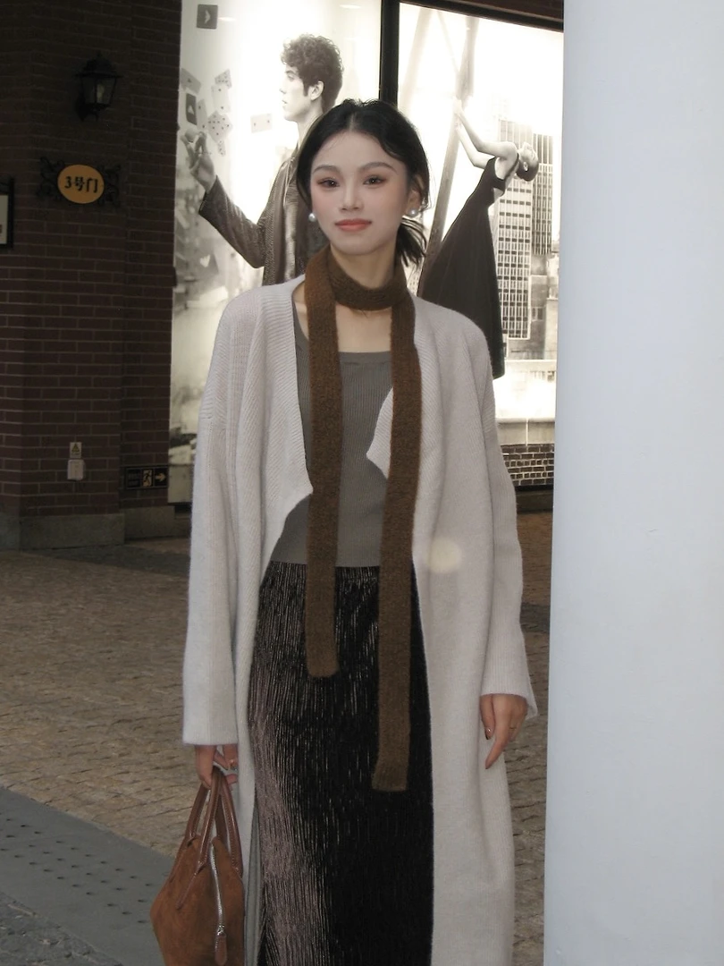 Zdenka｜【流浪诗人】气质韩系慵懒风长款翻领针织开衫外套