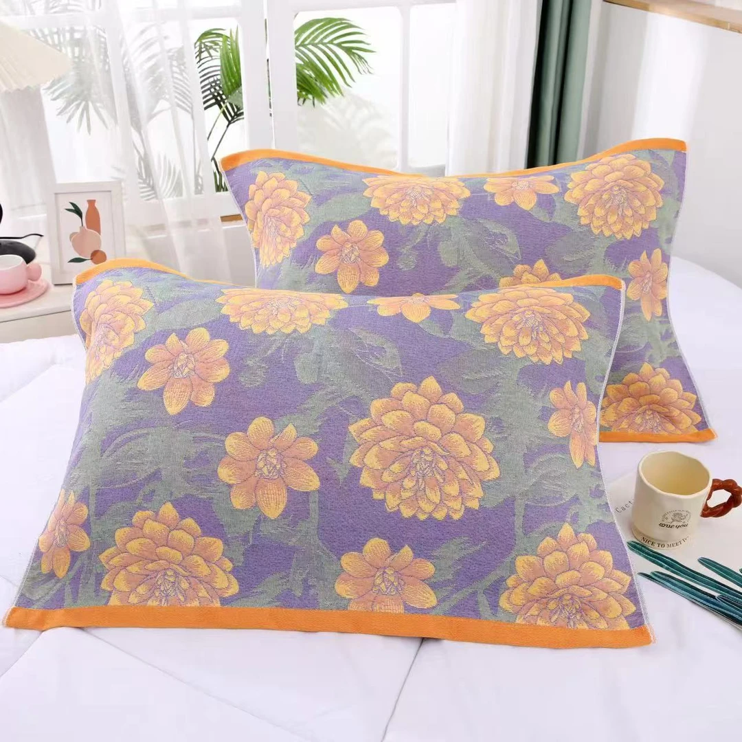 【紫色牡丹】-纯棉枕巾-（纱布52*78）