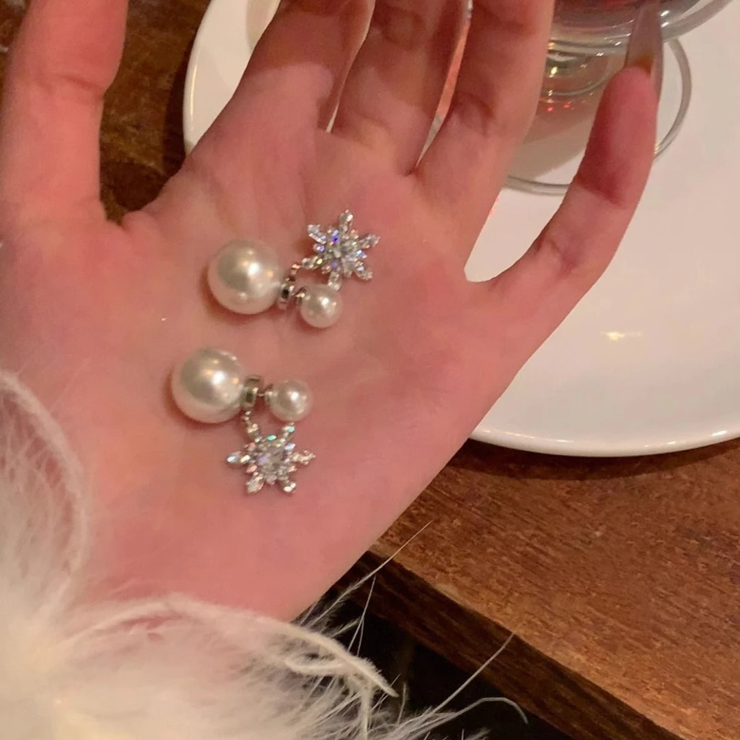 合金耳饰 新款爆款雪花耳环秋冬气质设计2024感出游搭配耳钉耳饰